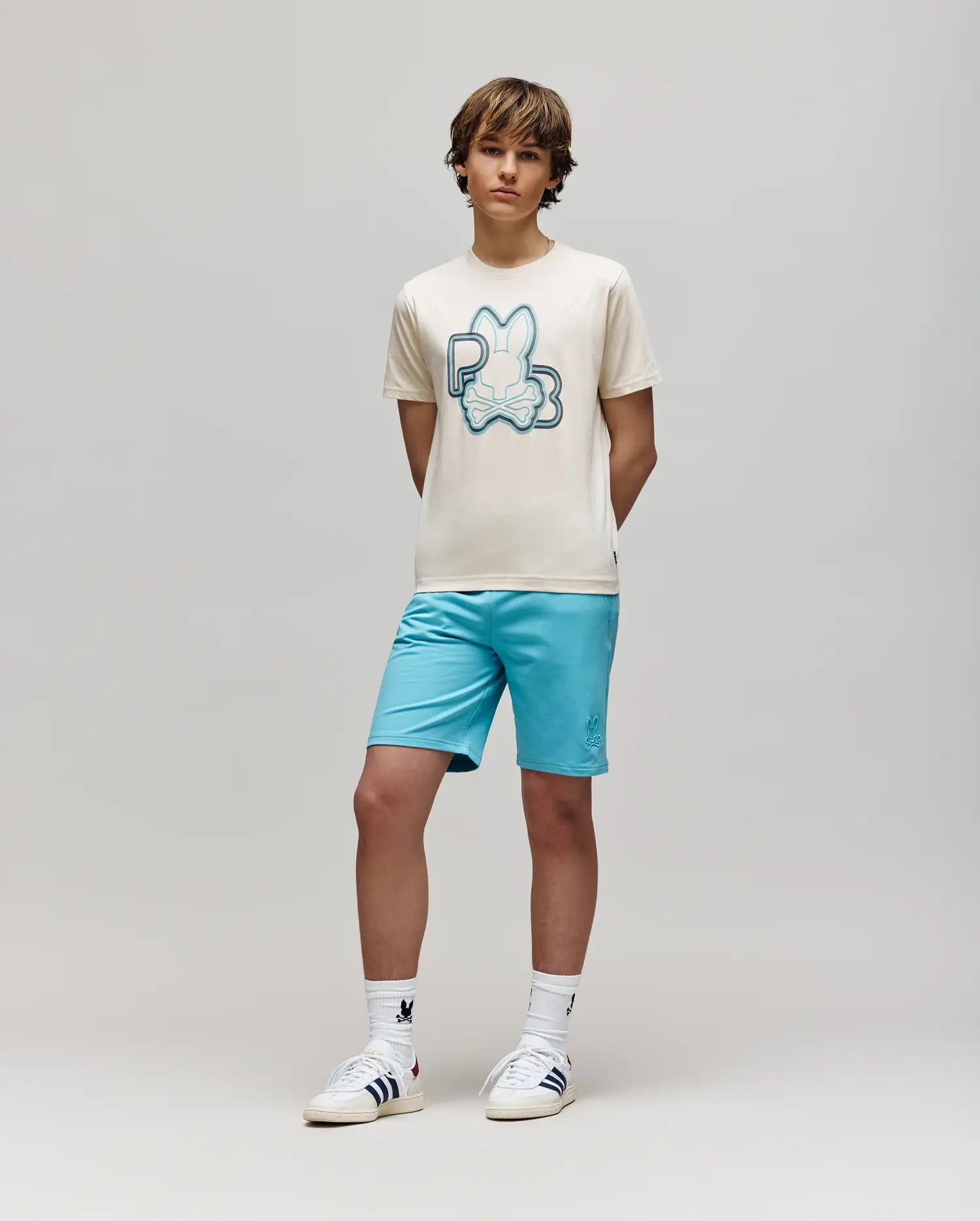 KIDS LEVANZO EMBROIDERED MICRO FRENCH TERRY SWEATSHORT - B0R578F200 - Image 4