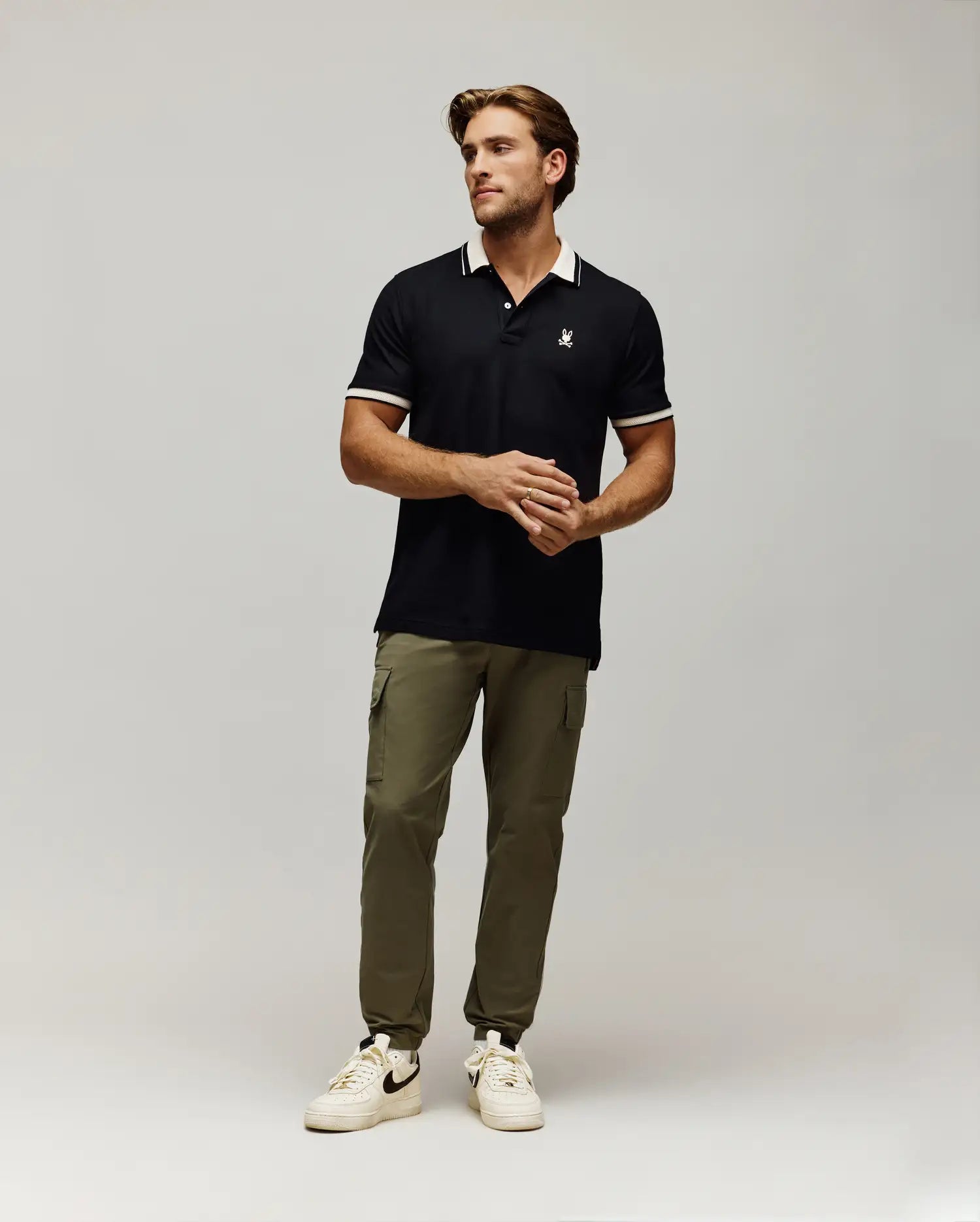 MENS INDIGO TEXTURED COLLAR PIQUE POLO - MT0100082 - Image 4