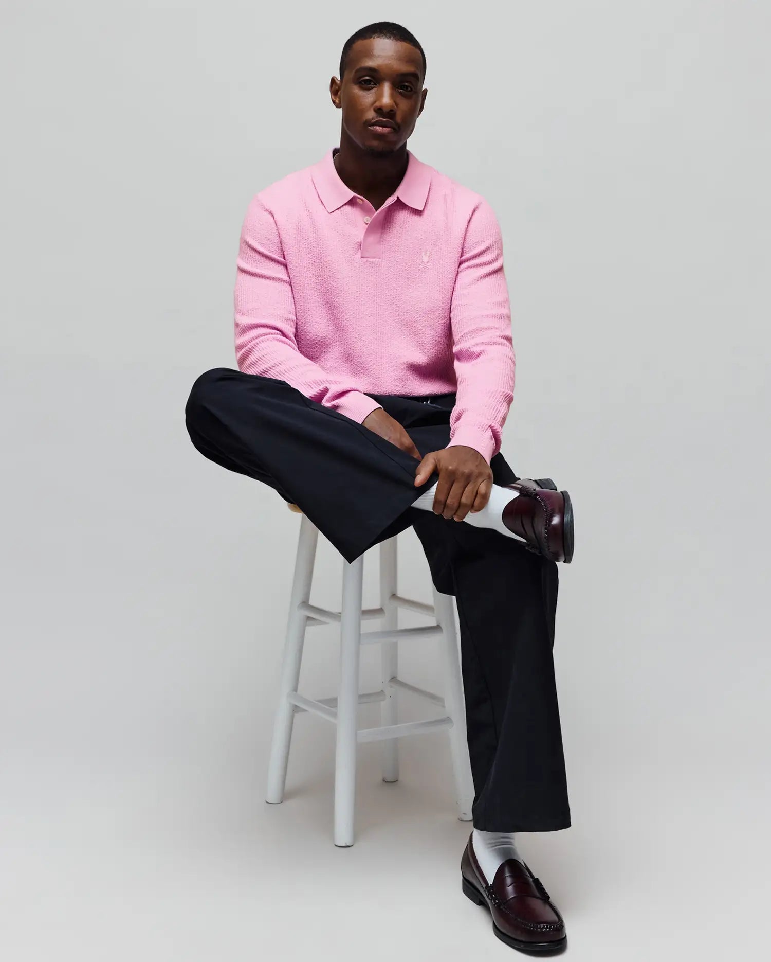 MENS ROMAN LONG SLEEVE KNIT POLO - MT0100153