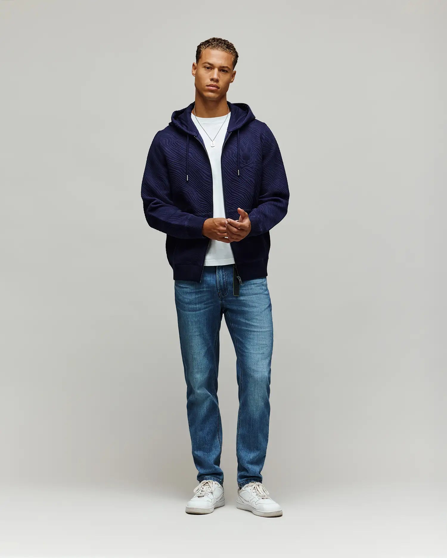 MENS KENDRICK DOUBLE KNIT JACQUARD ZIP TEXTURED HOODIE - MT0500149 - Image 4